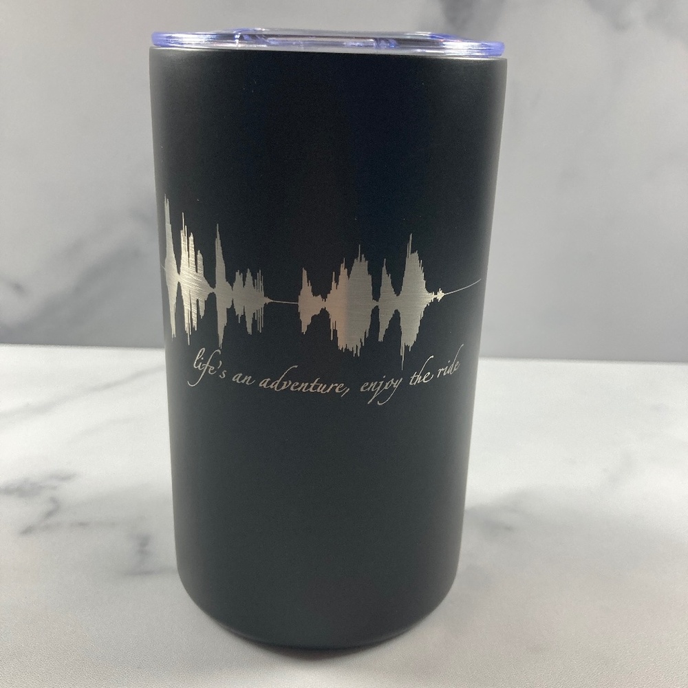 Life's An Adventure Tumbler 12 oz Black Stainless Steel Insulated Travel Mug